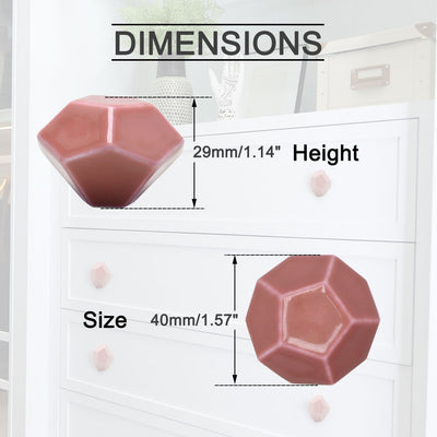 Harfington Uxcell Ceramic Vintage Knob Geometry Drawer Pull Handle Cupboard Wardrobe 4pcs Pink