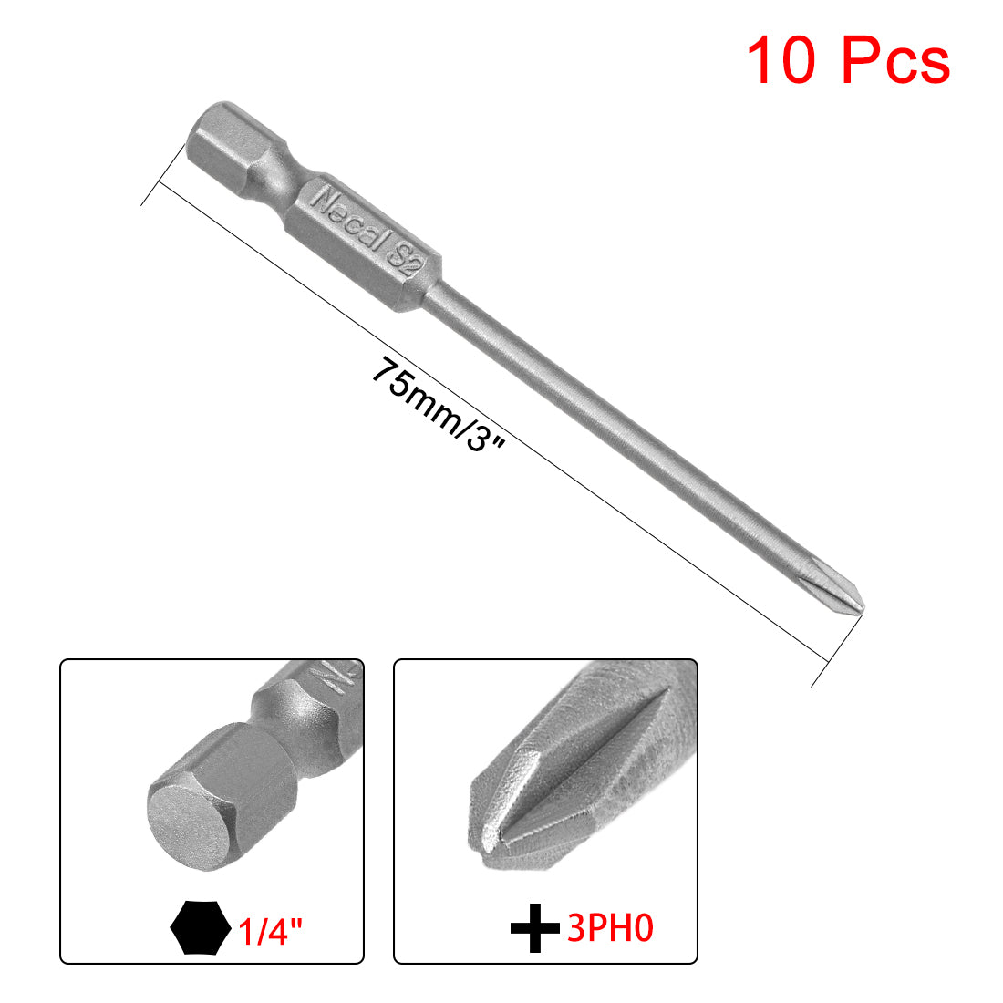 uxcell Uxcell Magnetic Phillips Screwdriver Bits, Hex Shank S2 Power Tool Kit