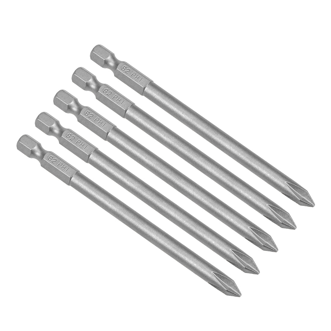 uxcell Uxcell 5Pcs 1/4-Inch Hex Shank 100mm Length Phillips 6PH1 Magnetic Screw Driver S2 Screwdriver Bits