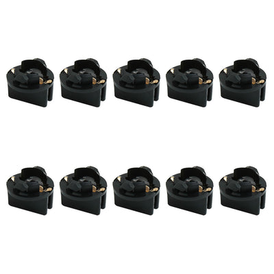 Harfington Uxcell 10pcs DC 12V T10 Wedge Twist Lock Base Socket Light Bulb Holder for Car Instrument Panel Dash Universal Black