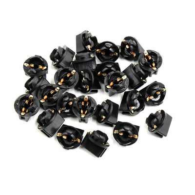 Harfington Uxcell 25pcs T10 DC 12V Wedge Twist Base Socket Light Bulb Holder for Car Instrument Panel Dash Universal Black