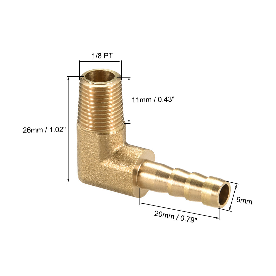 uxcell Uxcell Brass Barb Hose Fitting 90 Degree Elbow 6mm Barbed x 1/8 PT Male Pipe