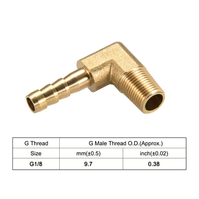 Harfington Uxcell Brass Barb Hose Fitting 90 Degree Elbow 6mm Barbed x 1/8 PT Male Pipe