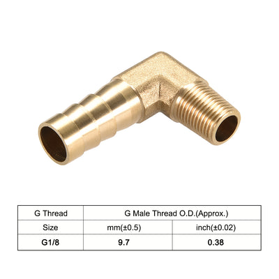 Harfington Uxcell Brass Barb Hose Fitting 90 Degree Elbow 10mm Barbed x 1/8 PT Male Pipe