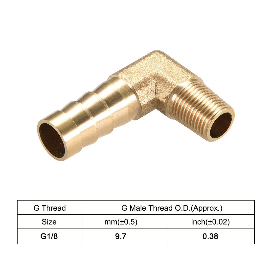 uxcell Uxcell 3stk. Messing Barb Rohr 90 Grad Ellbogen 10mm Widerhaken x 1/8 PT Stecker Pfeife