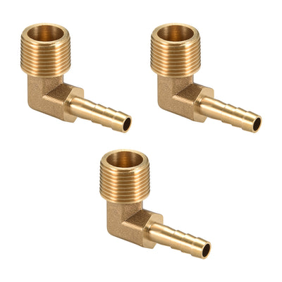 Harfington Uxcell Brass Barb Hose Fitting 90 Degree Elbow 6mm Barbed x 3/8 PT Male Pipe 3pcs