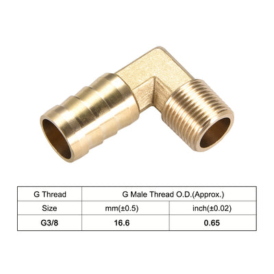 Harfington Uxcell Brass Barb Hose Fitting 90 Degree Elbow 16mm Barbed x 3/8PT Male Pipe