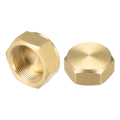 Harfington Uxcell Brass Female Pipe Fitting Valve Cap M26x1.5 Hex Head End Plug Connector  2pcs