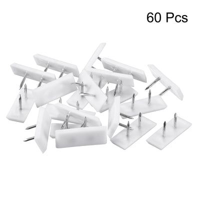 Harfington Uxcell Furniture Feet Nail, Square Chair Table Leg Protector Pad 31mm x 12mm White Plastic 60pcs