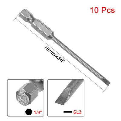 Harfington Uxcell 10 Stücke 1/4 "Sechskant Schaft 75mm Länge Magnetische SL3 Bits S2