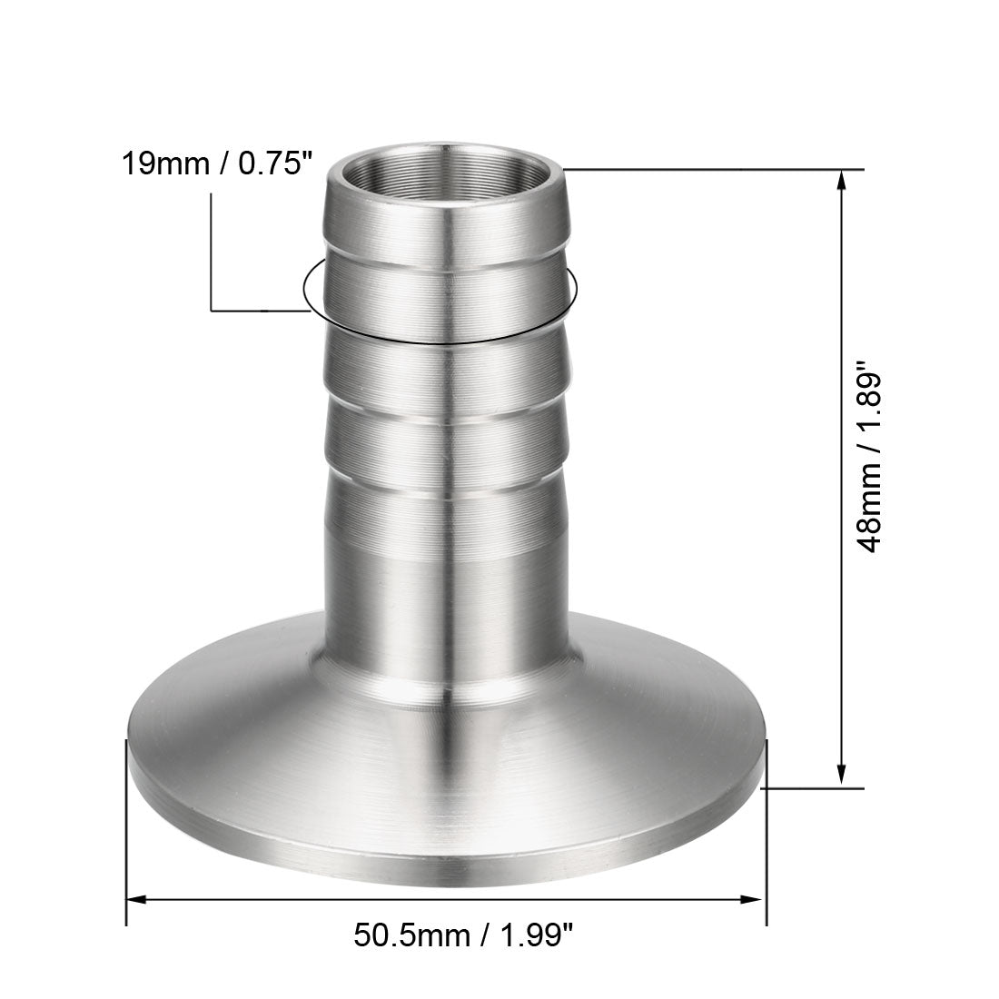 uxcell Uxcell 2 Pcs Fitting 1.5" Clamp to 3/4" Hose Barbed Adapter Pipe Coupling