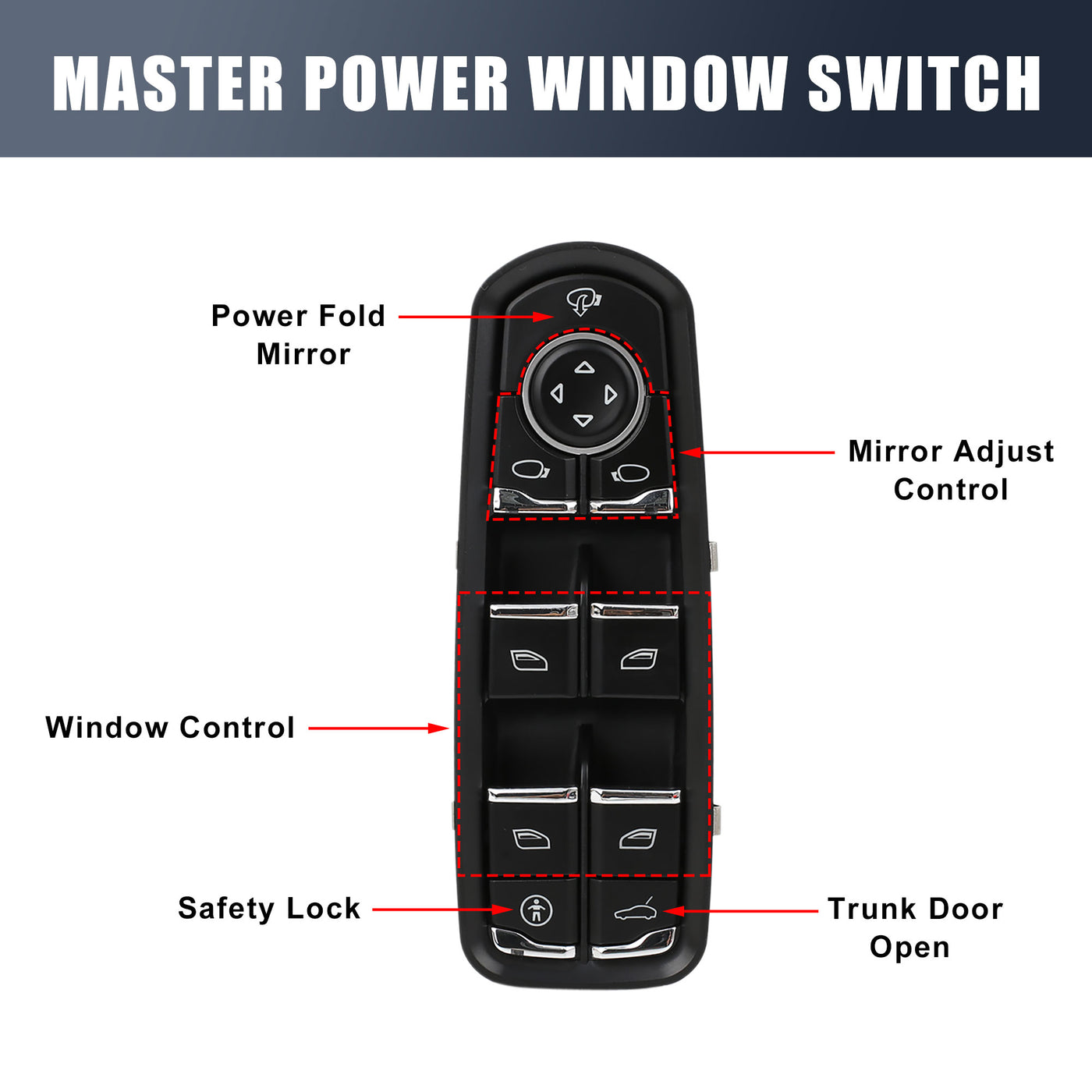 uxcell Uxcell Master Driver Side Power Window Switch 7PP959858MDML Replacement for Porsche Cayenne 2011-2014 for Porsche Panamera 2010-2015