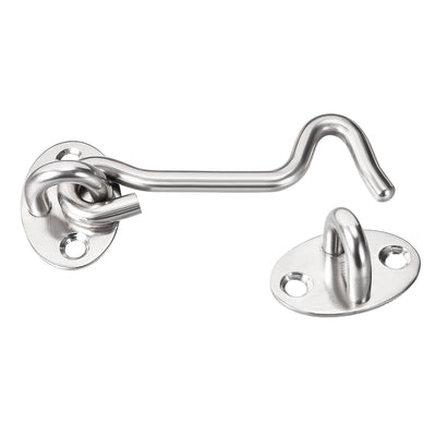 Harfington Uxcell 3" Cabin Hook Eye Latch Gate Door Swivel Window Hook Stainless Steel with Mounting Screws 1pcs