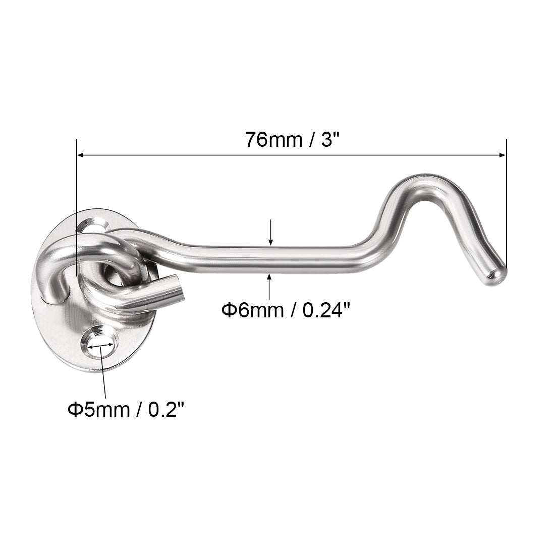 uxcell Uxcell 2Stk. 3" Kabine Ösenverschluss Tor Tür Drehhaken Edelstahl mit Montageschrauben