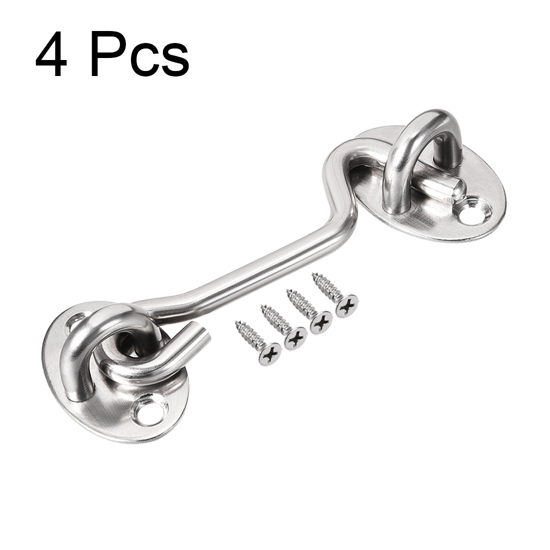 uxcell Uxcell 3" Cabin Hook Eye Latch Gate Door Swivel Window Door Hook Stainless Steel with Mounting Screws 4pcs