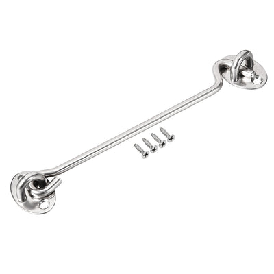 Harfington Uxcell 8" Cabin Hook Eye Latch Gate Door Swivel Window Hook Stainless Steel with Mounting Screws 1pcs