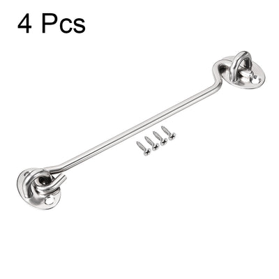 Harfington Uxcell 8" Cabin Hook Eye Latch Gate Door Swivel Window Hook Stainless Steel with Mounting Screws 4pcs