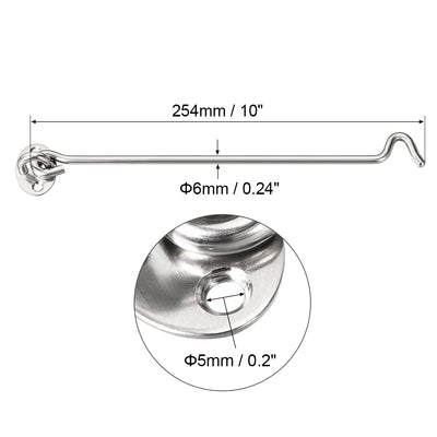 Harfington Uxcell 10" Cabin Hook Eye Latch Gate Door Swivel Window Door Hook Stainless Steel with Mounting Screws 1pcs