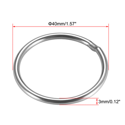 Harfington Uxcell Welded O Ring, 40 x 3mm Strapping Round Rings 201 Stainless Steel 10pcs