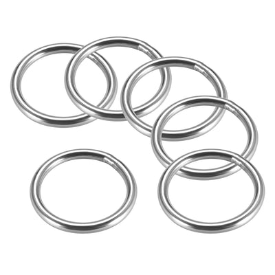 Harfington Uxcell Welded O Ring, 40 x 4mm Strapping Round Rings 201 Stainless Steel 6pcs