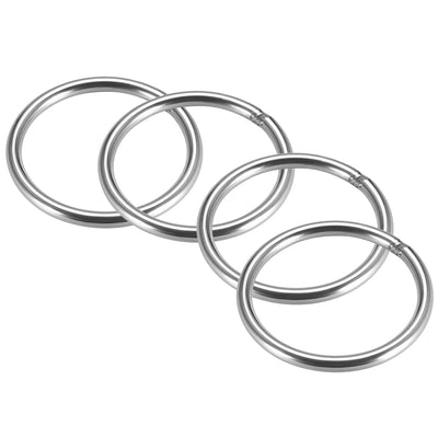 Harfington Uxcell Welded O Ring, 50 x 4mm Strapping Round Rings 201 Stainless Steel 4pcs