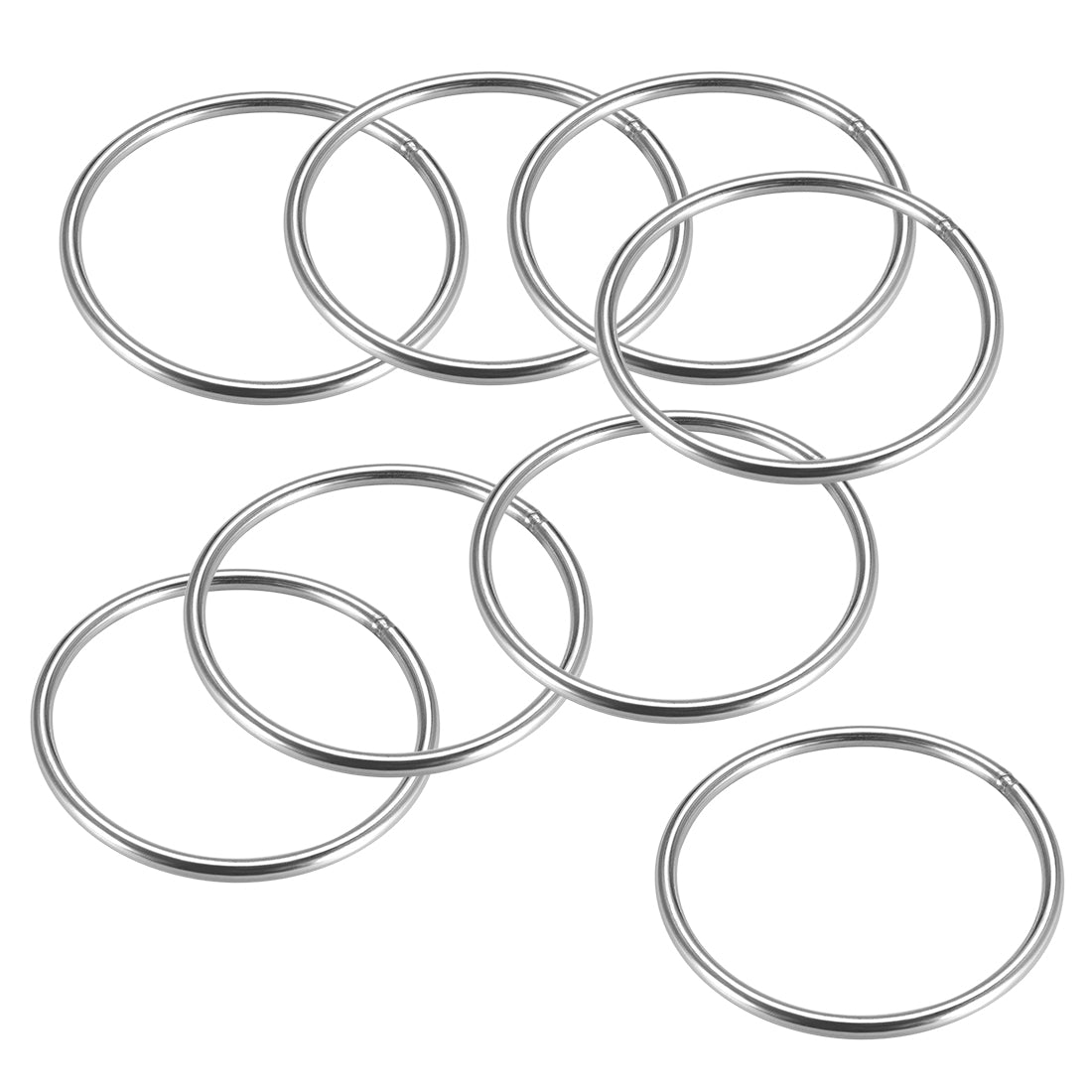 uxcell Uxcell Welded O Ring, 80 x 4mm Strapping Round Rings 201 Stainless Steel 8pcs