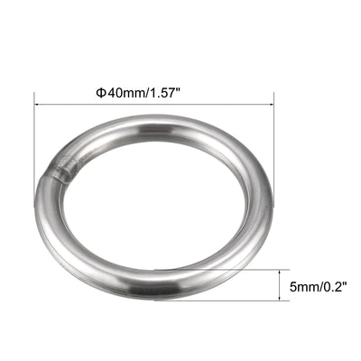 Harfington Uxcell Welded O Ring, 40 x 5mm Strapping Round Rings 201 Stainless Steel 10pcs