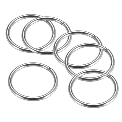 Harfington Uxcell Welded O Ring, 60 x 5mm Strapping Round Rings 201 Stainless Steel 6pcs