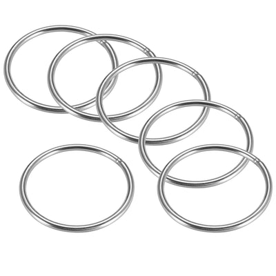 Harfington Uxcell Welded O Ring, 80 x 5mm Strapping Round Rings 201 Stainless Steel 6pcs