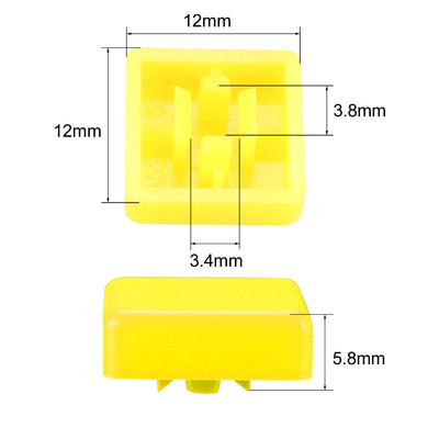 Harfington Uxcell 20Pcs Plastic 12x12mm Pushbutton Tactile Switch Caps Cover Keycaps Yellow for 12x12x7.3mm Tact Switch