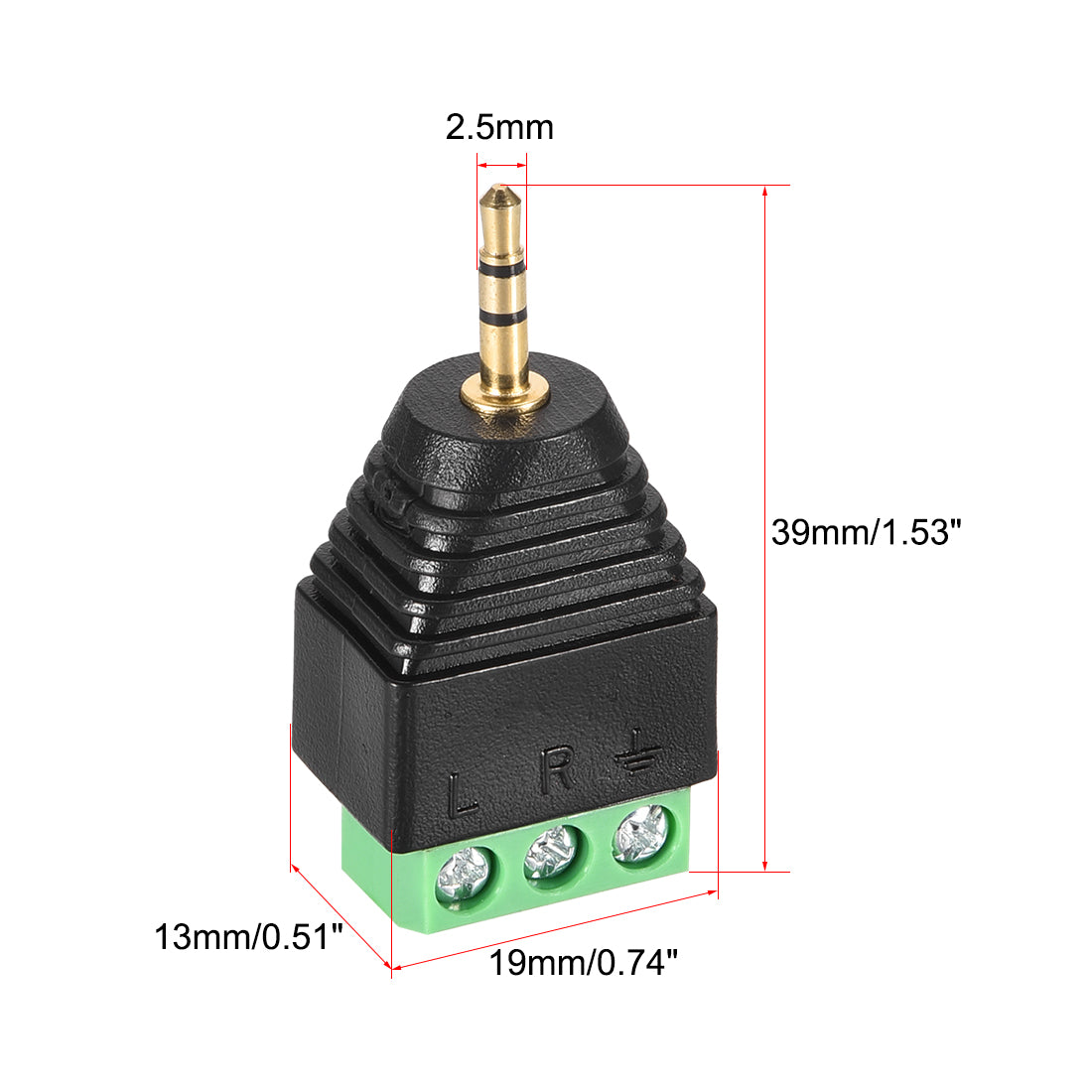 uxcell Uxcell 2.5mm 3 Pole Male to AV 3 Screw Terminal Stereo Audio Video Connector Adapter for CCTV Security Camera System