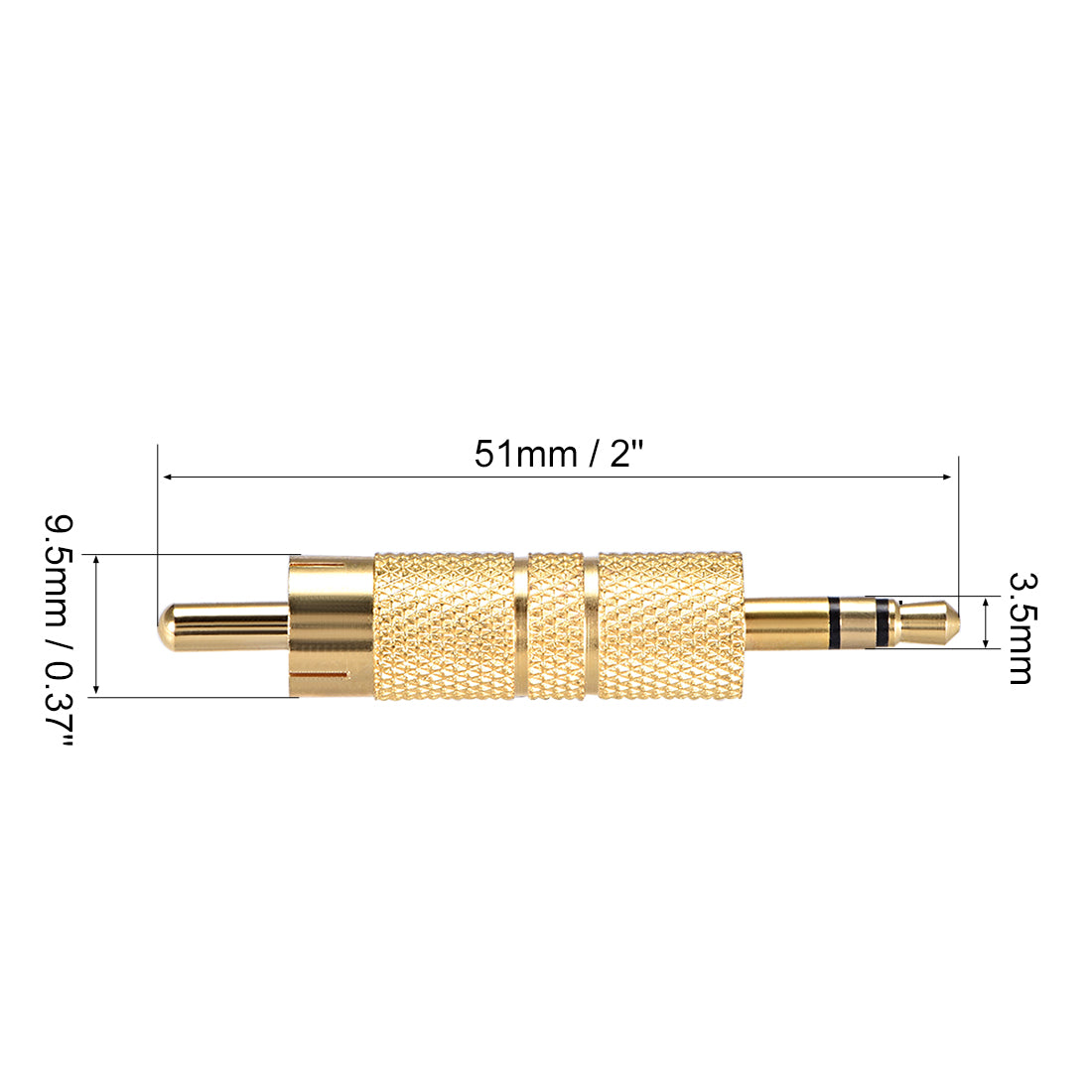 uxcell Uxcell 3.5mm Male to RCA Male Connector Stereo Audio Video Adapter Coupler Converters Zinc Alloy