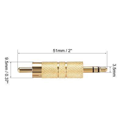 Harfington Uxcell 3.5mm Male to RCA Male Connector Stereo Audio Video Adapter Coupler Converters Zinc Alloy