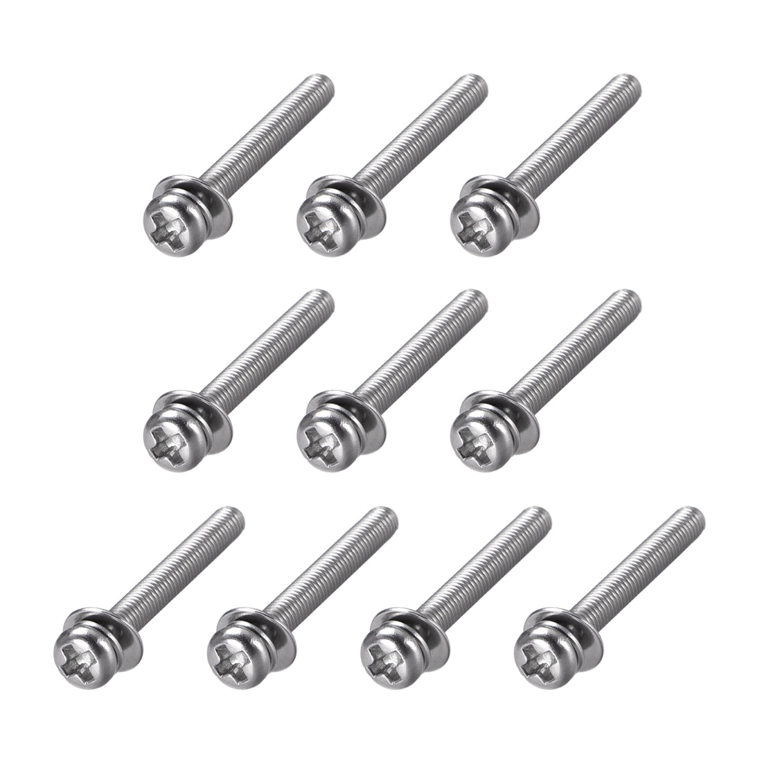 uxcell Uxcell Phillips Pan Head Machine Screws Bolts Combine with Spring Washer and Plain Washers 10pcs