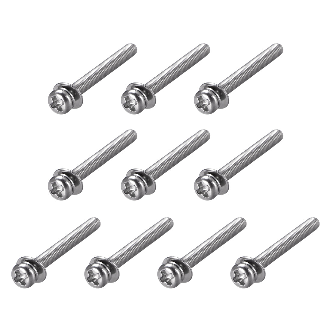 uxcell Uxcell Phillips Pan Head Machine Screws Bolts Combine with Spring Washer and Plain Washers 10pcs