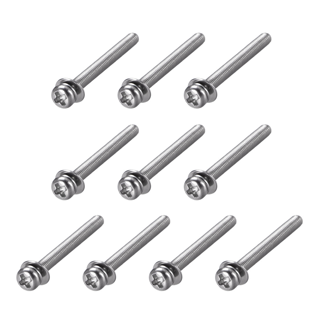 uxcell Uxcell Phillips Pan Head Machine Screws Bolts Combine with Spring Washer and Plain Washers 10pcs