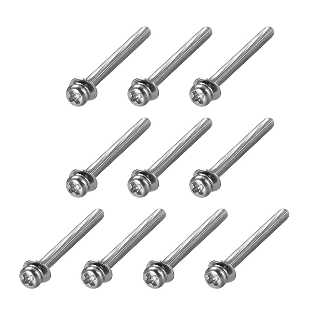 uxcell Uxcell Phillips Pan Head Machine Screws Bolts Combine with Spring Washer and Plain Washers 10pcs