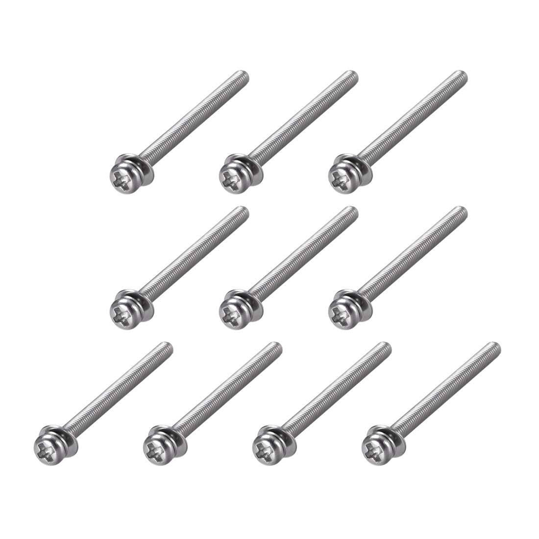 uxcell Uxcell Phillips Pan Head Machine Screws Bolts Combine with Spring Washer and Plain Washers 10pcs