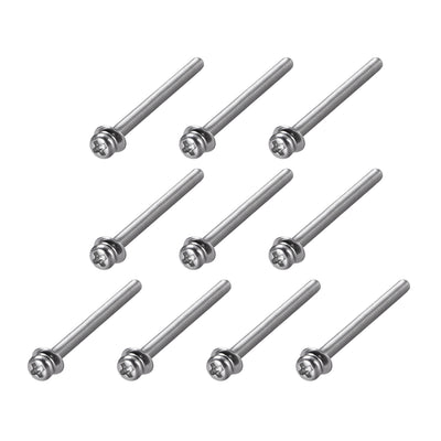 Harfington Uxcell Phillips Pan Head Machine Screws Bolts Combine with Spring Washer and Plain Washers 10pcs