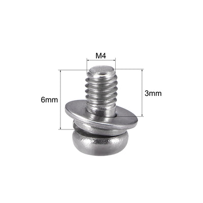 Harfington Uxcell Phillips Pan Head Machine Screws Bolts Combine with Spring Washer and Plain Washers 10pcs