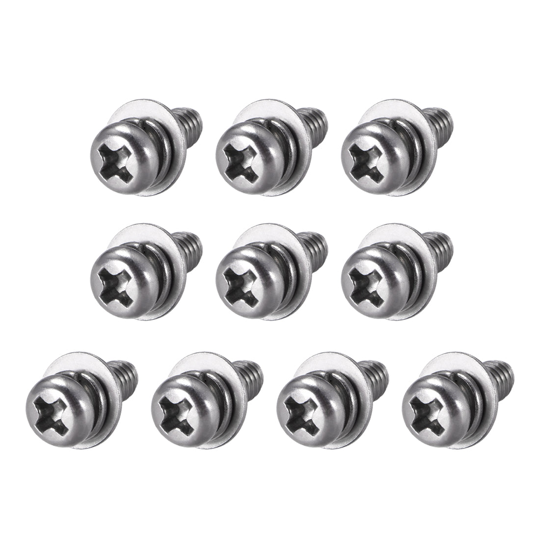 uxcell Uxcell Phillips Pan Head Machine Screws Bolts Combine with Spring Washer and Plain Washers 10pcs