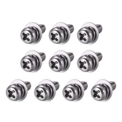 Harfington Uxcell Phillips Pan Head Machine Screws Bolts Combine with Spring Washer and Plain Washers 10pcs