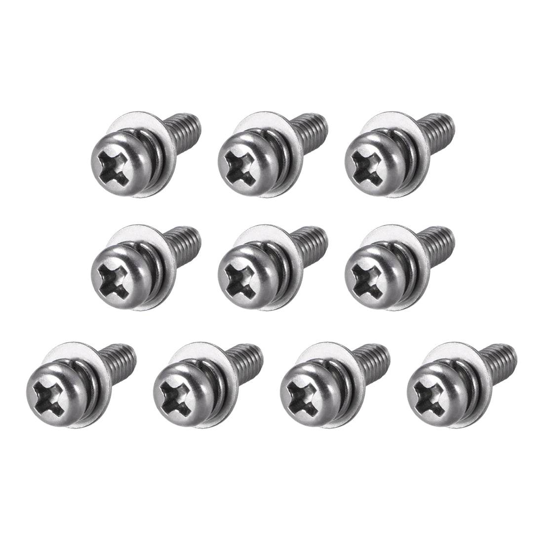 uxcell Uxcell Phillips Pan Head Machine Screws Bolts Combine with Spring Washer and Plain Washers 10pcs