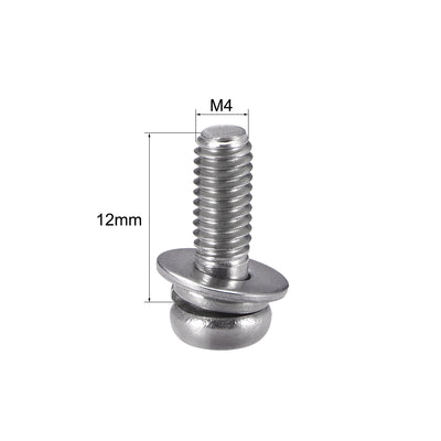 Harfington Uxcell Phillips Pan Head Machine Screws Bolts Combine with Spring Washer and Plain Washers 10pcs