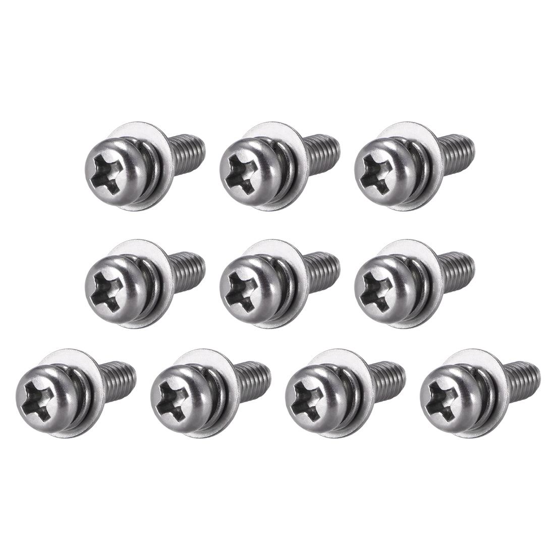 uxcell Uxcell Phillips Pan Head Machine Screws Bolts Combine with Spring Washer and Plain Washers 10pcs