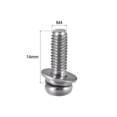 Harfington Uxcell Phillips Pan Head Machine Screws Bolts Combine with Spring Washer and Plain Washers 10pcs