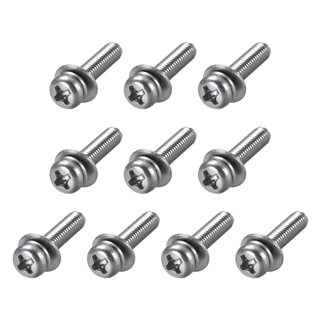 uxcell Uxcell Phillips Pan Head Machine Screws Bolts Combine with Spring Washer and Plain Washers 10pcs