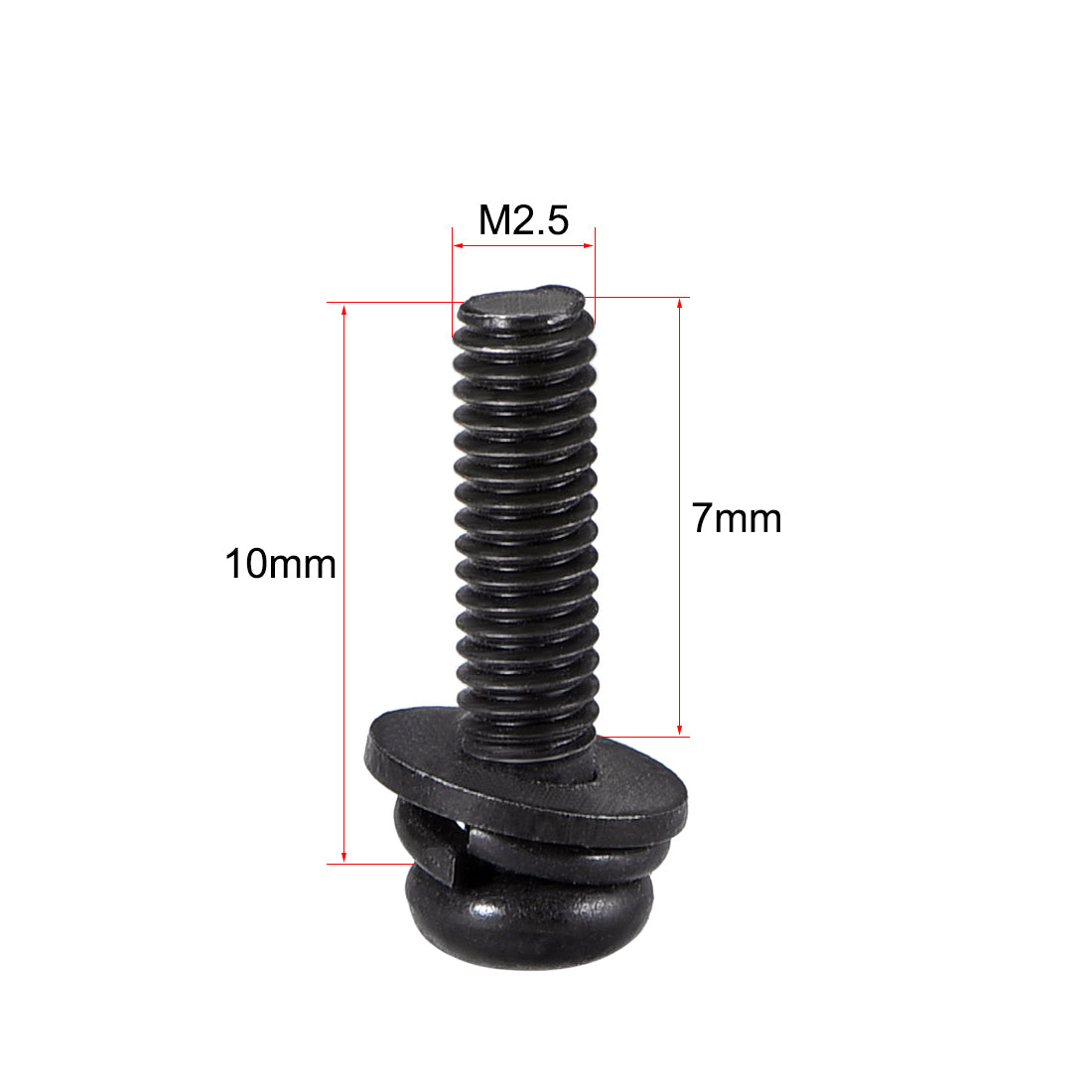 uxcell Uxcell Phillips Pan Head Machine Screws Bolts with Spring Washer w Plain Washers, 50pcs