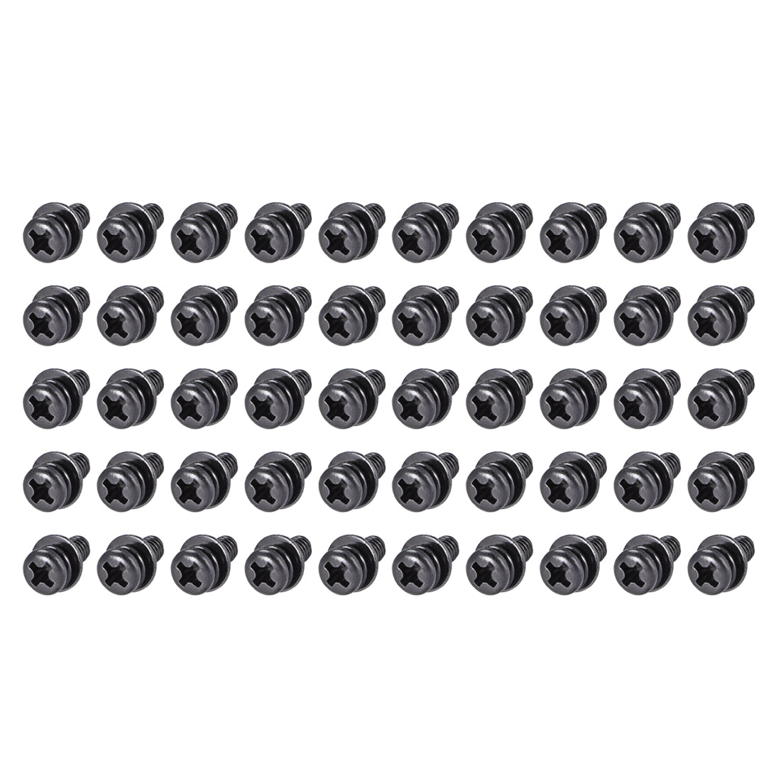 uxcell Uxcell Phillips Pan Head Machine Screws Bolts with Spring Washer w Plain Washers, 50pcs