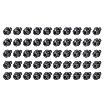 Harfington Uxcell Phillips Pan Head Machine Screws Bolts with Spring Washer w Plain Washers, 50pcs